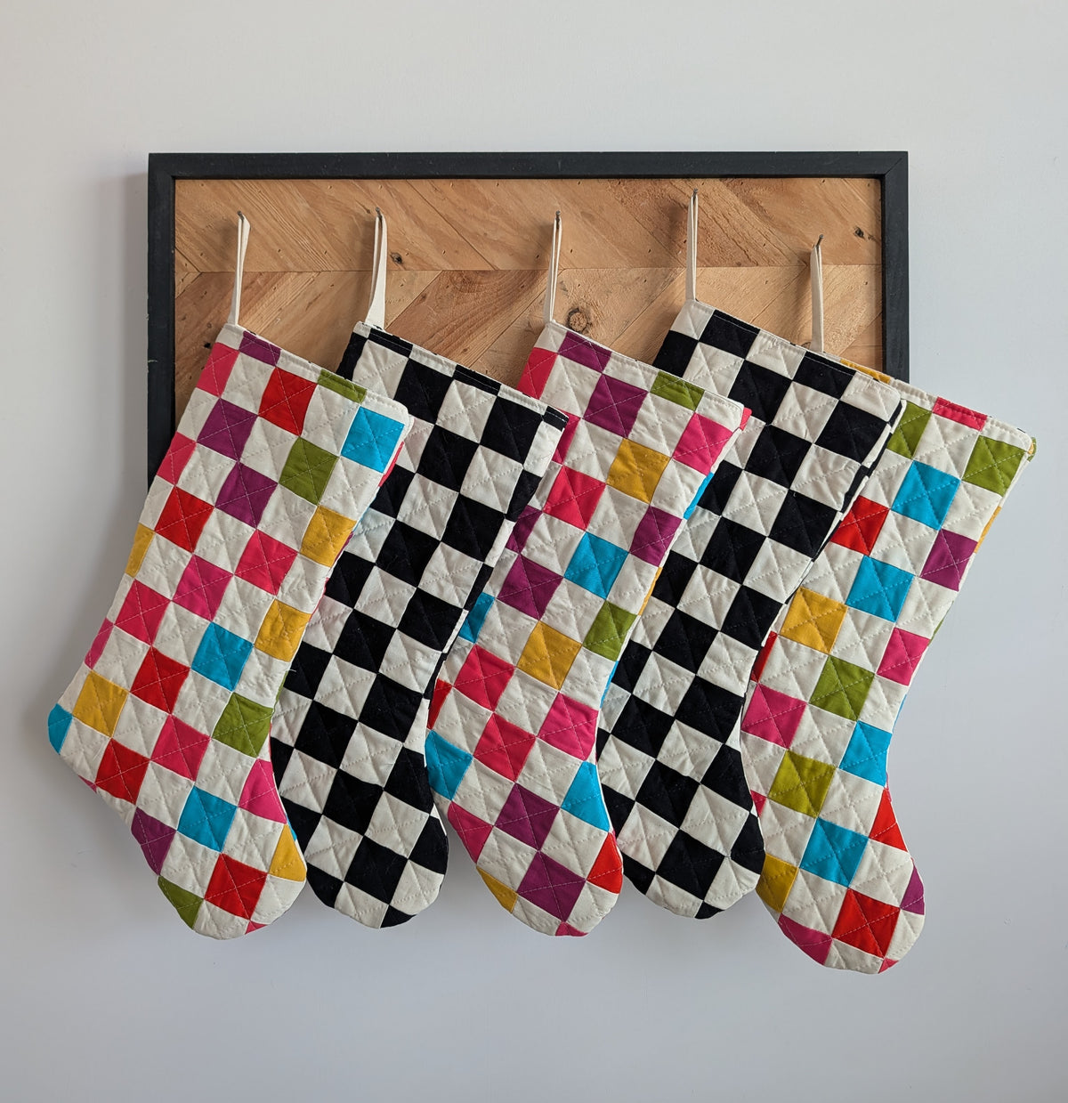 Christmas Stocking - Colorful Chekerboard
