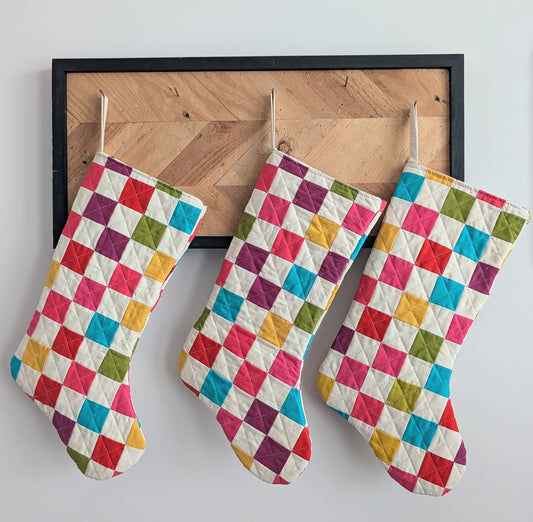 Christmas Stocking - Colorful Chekerboard