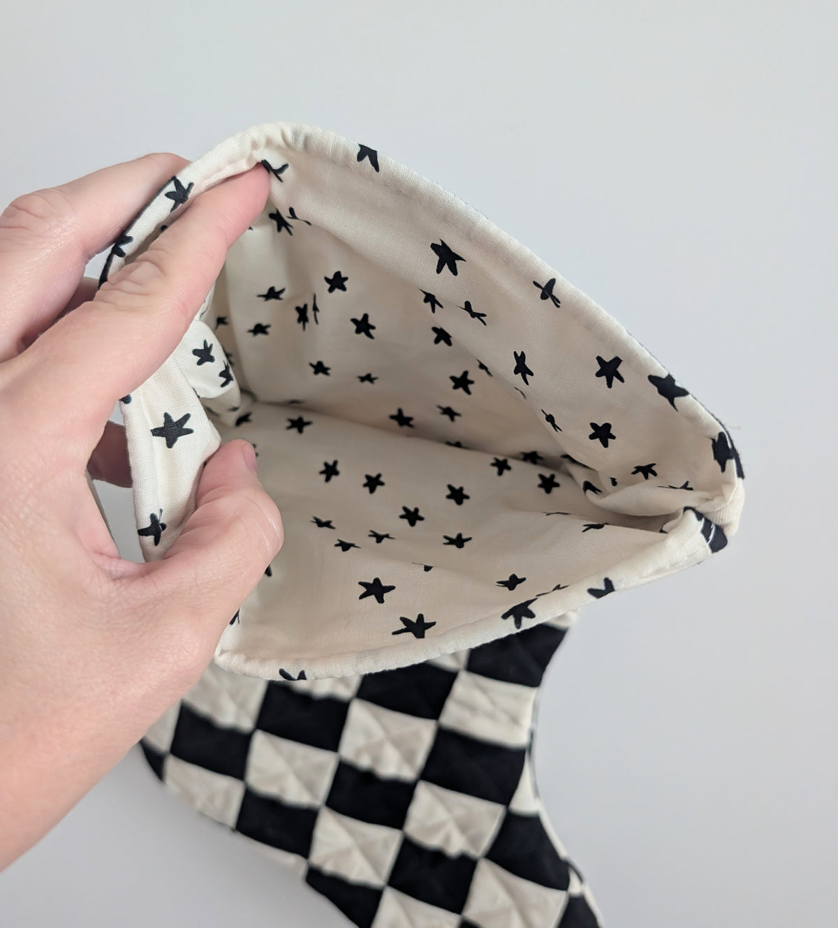 Christmas Stocking - Black and White Chekerboard