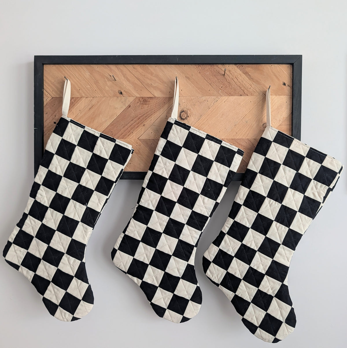 Christmas Stocking - Black and White Chekerboard